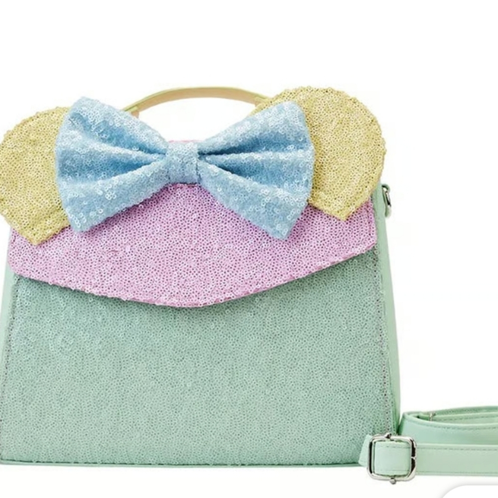 NWOT Loungefly Disney Limited Edition Minnie Mouse Pastel Sequin Crossbody